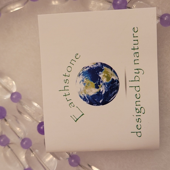 Brand New EarthStone Quartz Bead Necklace Quartzite Purple Clear 3 S… - Picture 3 of 4